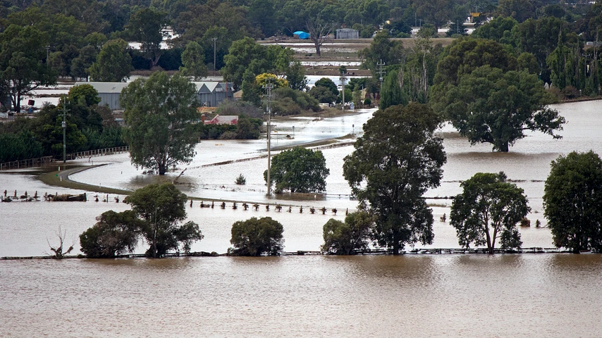 Flood waters on the Murrumbidgee flood plains in North Wagga